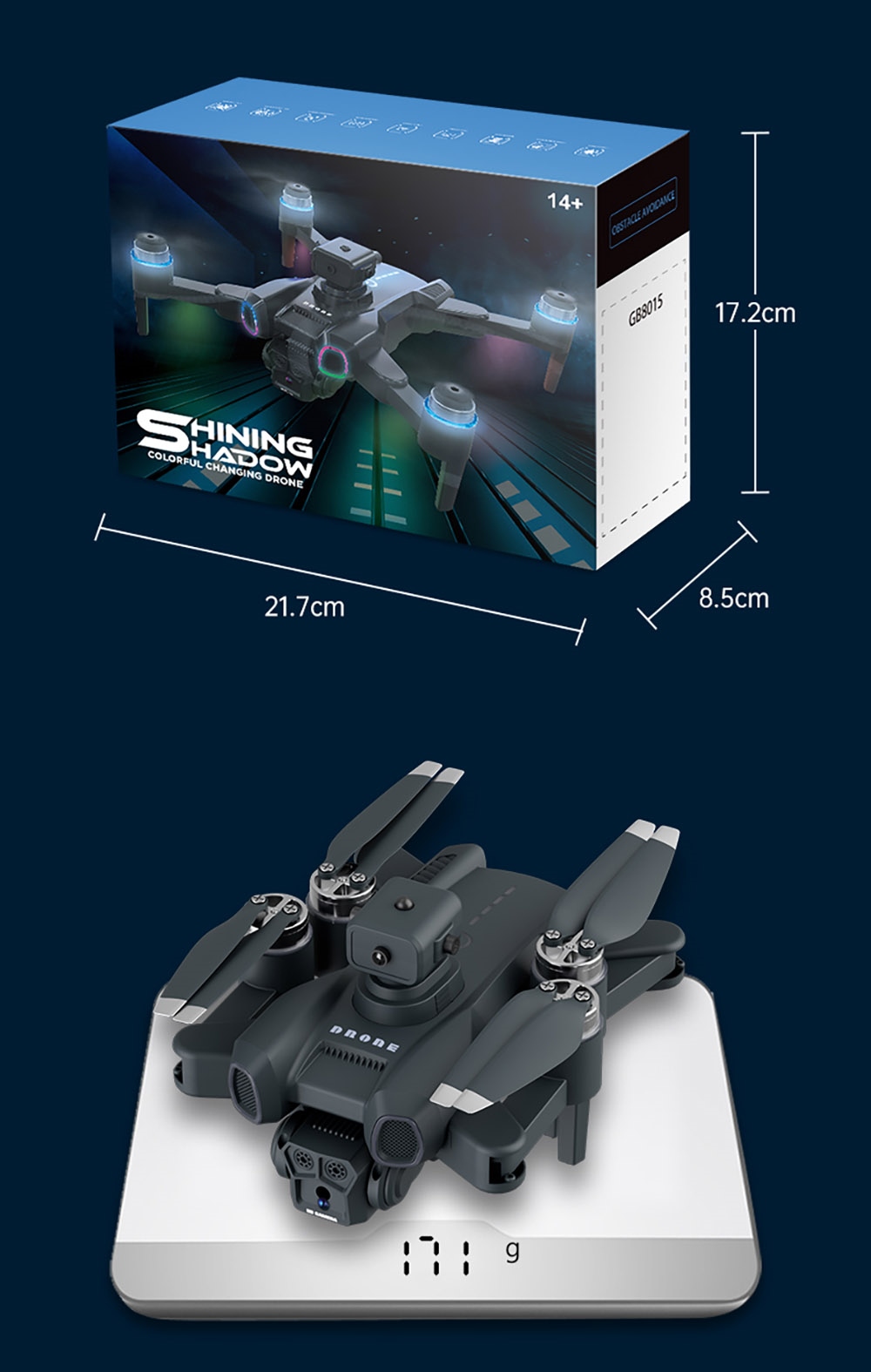 JJRC H117 Color Changing Drone, HD Dual Camera, Optical Flow Positioning, APP Control - 1 Battery, Black