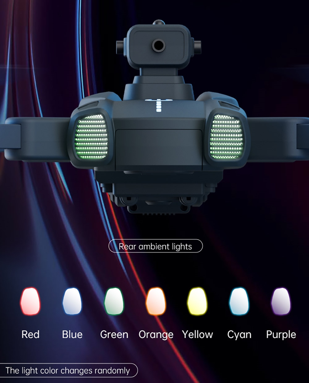 JJRC H117 Color Changing Drone, HD Dual Camera, Optical Flow Positioning, APP Control - 1 Battery, Black