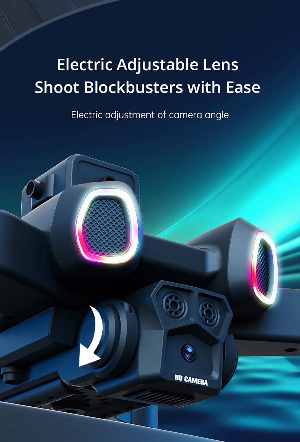 JJRC H117 Color Changing Drone, HD Dual Camera, Optical Flow Positioning, APP Control - 1 Battery, Black