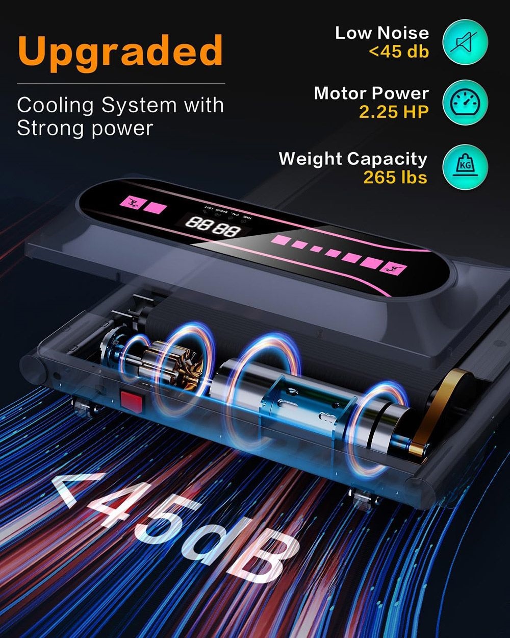KRD Q22 Walking Pad Under Desk Treadmill, 2.25HP Motor, 265 lbs Weight Capacity, 1-6KM/H Speed, P1-P12 Program, Remote Control, LED Display - Pink