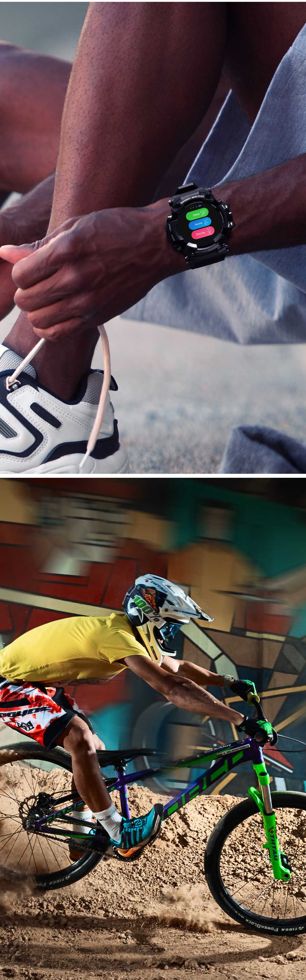 LOKMAT ATTACK Smart Watch 1.28 inch TFT Full Touch Screen Heart Rate Monitor Blood Pressure Blood Oxygen Sports Watch - Black