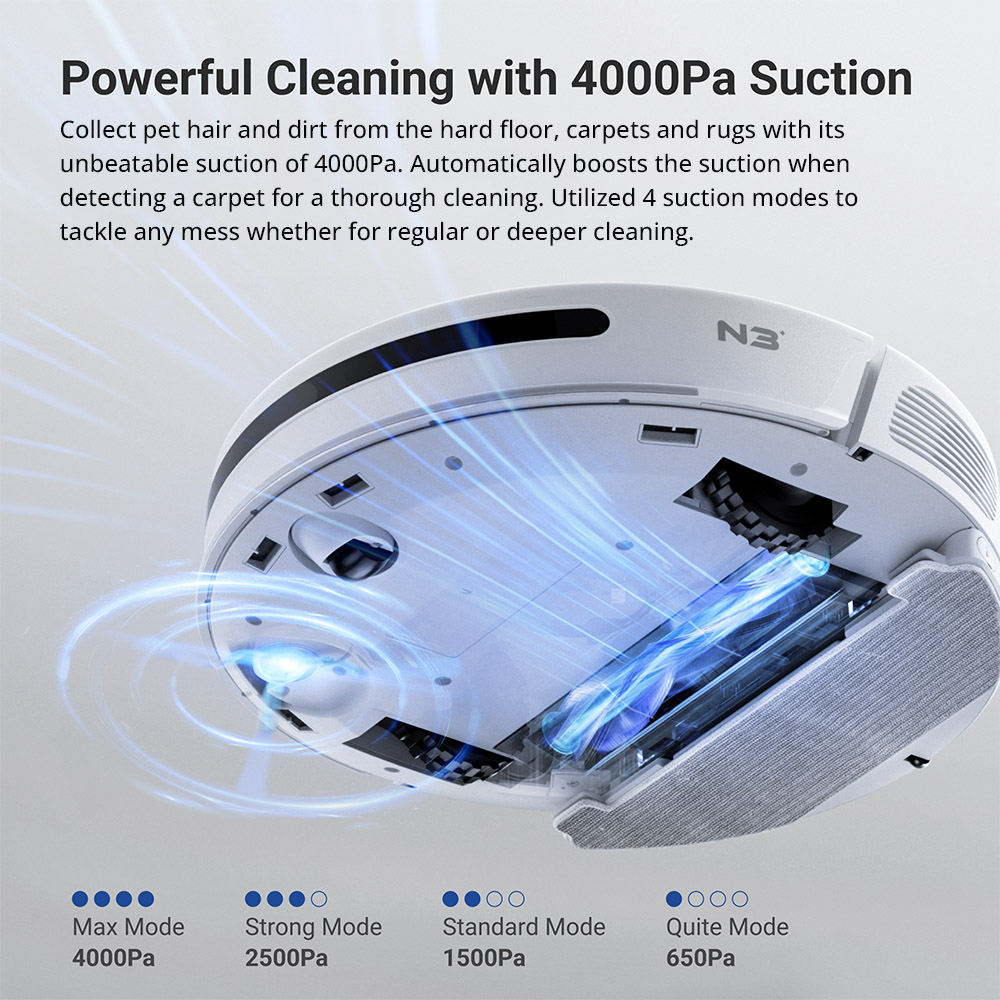 Neakasa NoMo N3 Robot Vacuum Cleaner with Self-Emptying Station, 4000Pa Suction, LDS + SLAM Navigation, 2.5L Dustbin, 5200mAh Battery, 320 Mins Max Runtime, Multi-Floor Mapping, App/Voice Control