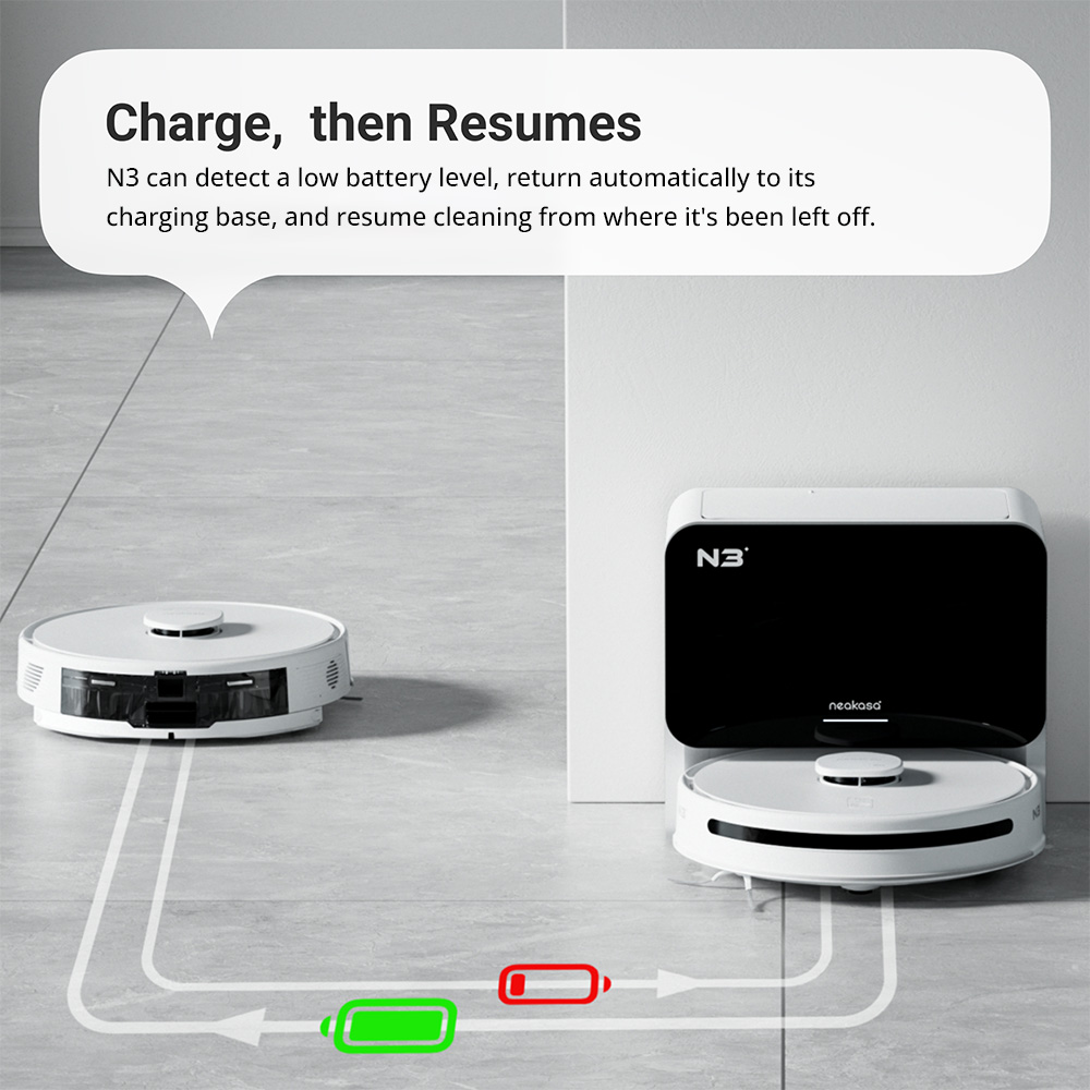 Neakasa NoMo N3 Robot Vacuum Cleaner with Self-Emptying Station, 4000Pa Suction, LDS + SLAM Navigation, 2.5L Dustbin, 5200mAh Battery, 320 Mins Max Runtime, Multi-Floor Mapping, App/Voice Control