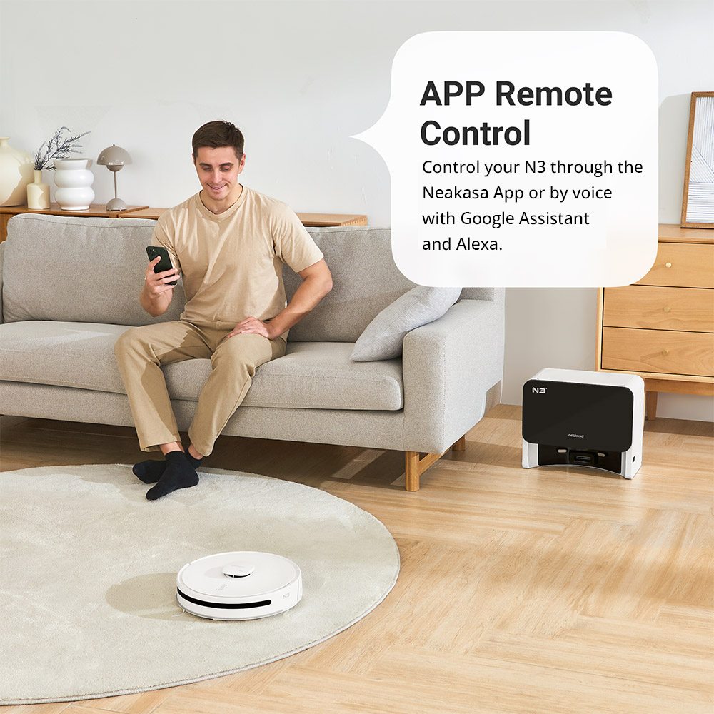 Neakasa NoMo N3 Robot Vacuum Cleaner with Self-Emptying Station, 4000Pa Suction, LDS + SLAM Navigation, 2.5L Dustbin, 5200mAh Battery, 320 Mins Max Runtime, Multi-Floor Mapping, App/Voice Control