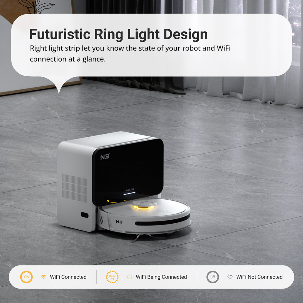 Neakasa NoMo N3 Robot Vacuum Cleaner with Self-Emptying Station, 4000Pa Suction, LDS + SLAM Navigation, 2.5L Dustbin, 5200mAh Battery, 320 Mins Max Runtime, Multi-Floor Mapping, App/Voice Control