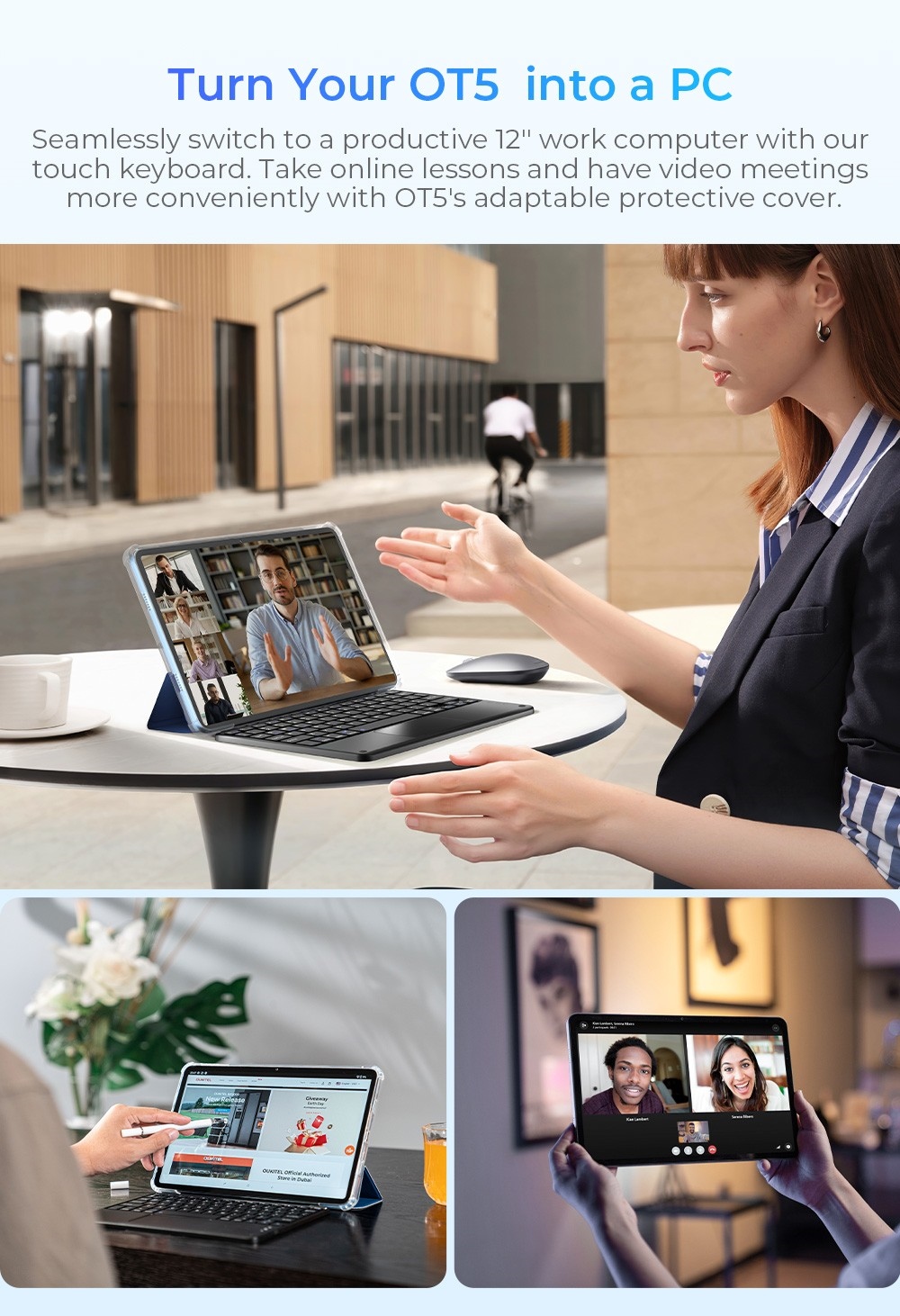 OUKITEL OT5 12-Inch Tablet, Android 13, 2000x1200 IPS Screen, MediaTek Helio G99, 12GB RAM 256GB ROM, 11000mAh Battery, Support Dual SIM Card, GPS/GLONASS/BDS/Galileo, 8MP Front Camera+16MP Main Camera+2MP Macro Camera, Bluetooth 5.2 - Black