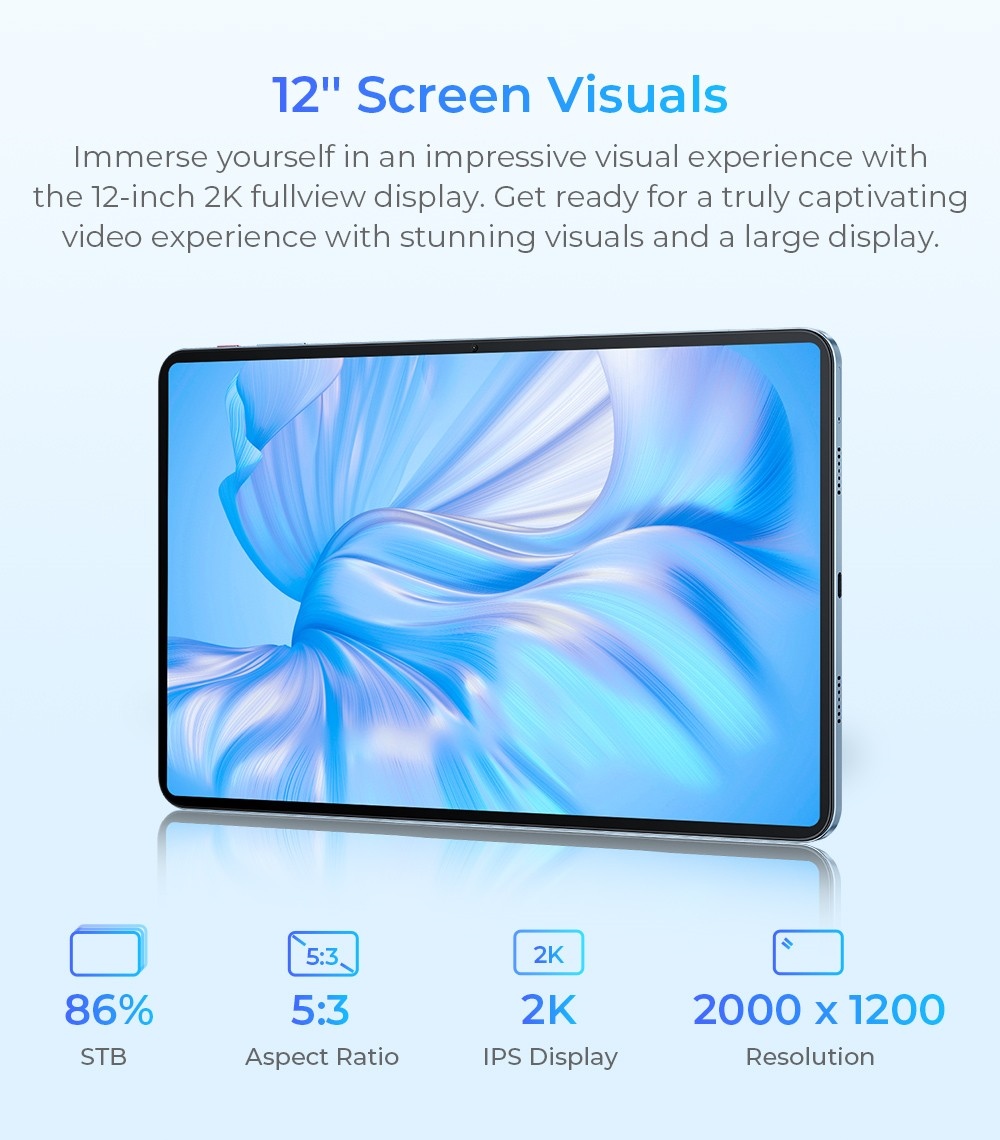 OUKITEL OT5 12-Inch Tablet, Android 13, 2000x1200 IPS Screen, MediaTek Helio G99, 12GB RAM 256GB ROM, 11000mAh Battery, Support Dual SIM Card, GPS/GLONASS/BDS/Galileo, 8MP Front Camera+16MP Main Camera+2MP Macro Camera, Bluetooth 5.2 - Green