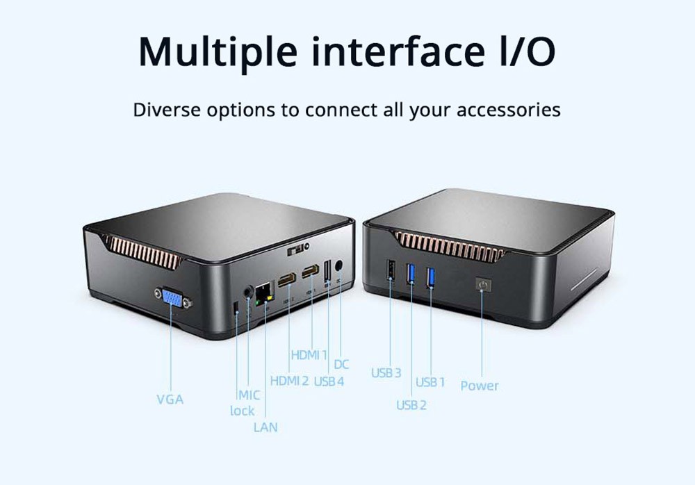 OUVIS GK3 Plus Mini PC, 12th Intel Alder Lake N95 up to 3.4GHz, 8GB RAM+256GB M.2 SSD, Support 2.5