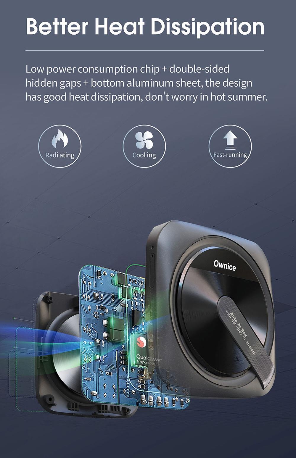 Ownice A1 Wired to Wireless Android Auto Ai Box, 4G LTE Network, GPS, Support Split Screen, for Original Car with Wired CarPlay, EAU Version