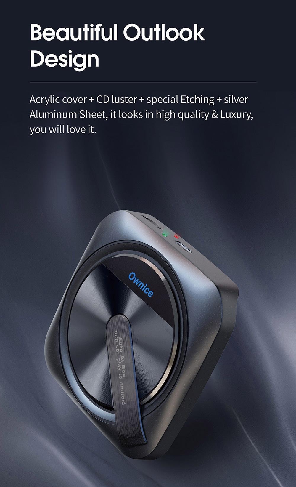 Ownice A1 Wired to Wireless Android Auto Ai Box, 4G LTE Network, GPS, Support Split Screen, for Original Car with Wired CarPlay, EAU Version