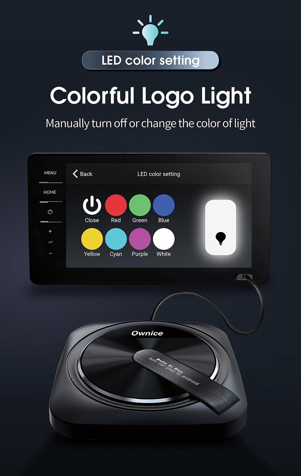 Ownice A1 Wired to Wireless Android Auto Ai Box, 4G LTE Network, GPS, Support Split Screen, for Original Car with Wired CarPlay, EAU Version