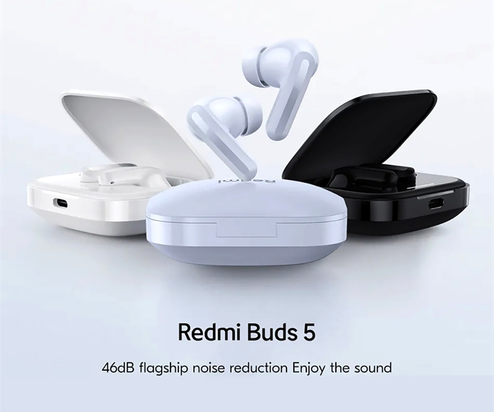 Redmi Buds 5 TWS Earbuds, 46dB ANC 4 EQ Sound Bluetooth 5.3 Chinese Version - Black