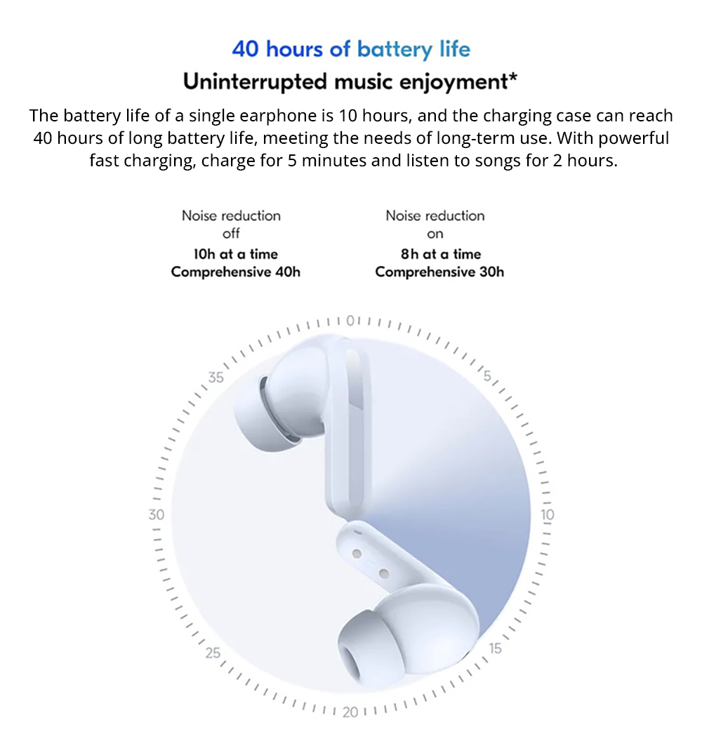 Redmi Buds 5 TWS Earbuds, 46dB ANC 4 EQ Sound Bluetooth 5.3 Chinese Version - Black