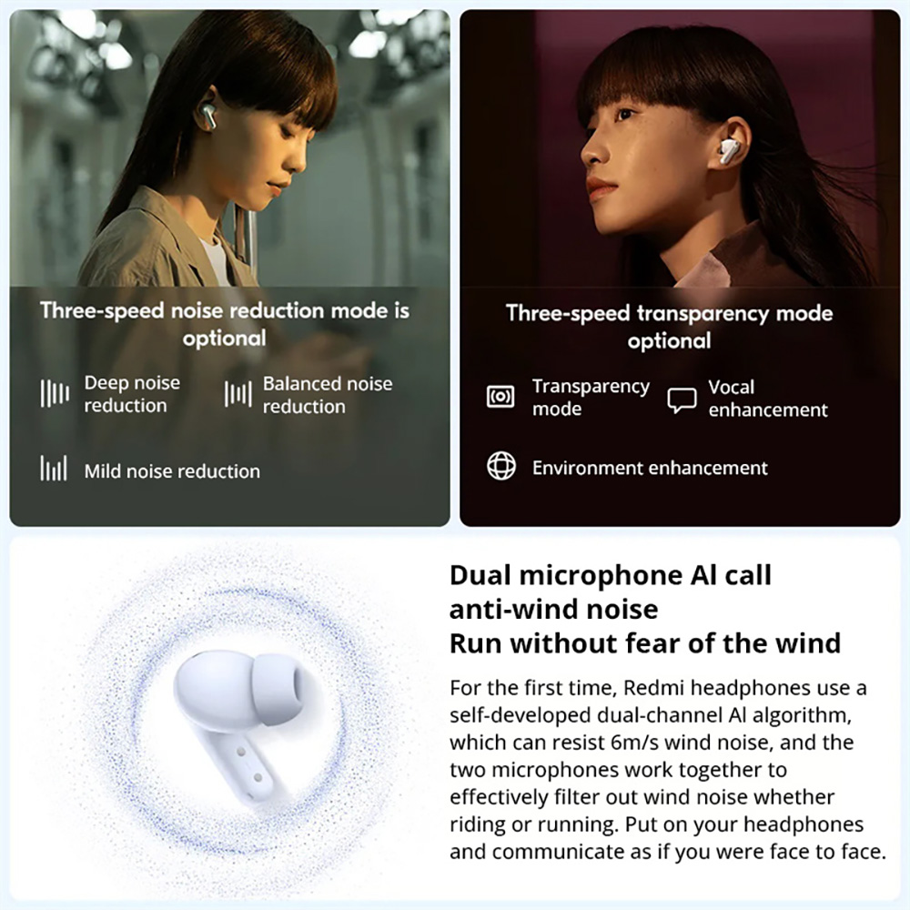 Redmi Buds 5 TWS Earbuds, 46dB ANC 4 EQ Sound Bluetooth 5.3 Chinese Version - Black