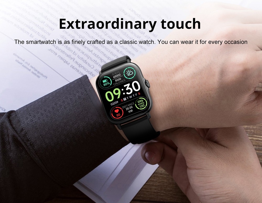 T12 Smartwatch 1.81'' Large Screen Sports Heart Rate Blood Oxygen Sleep Monitoring Bluetooth Calling - Blue