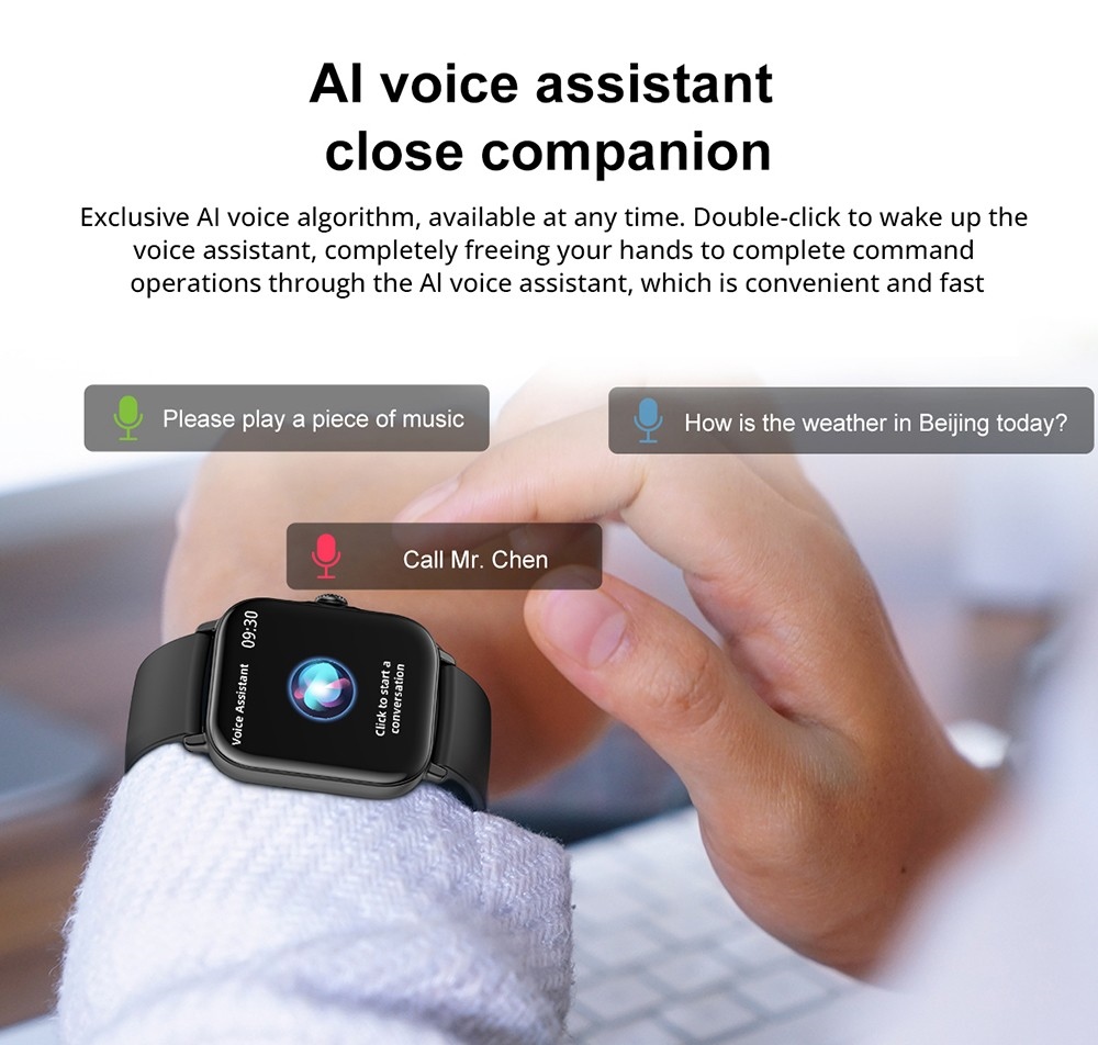 T12 Smartwatch 1.81'' Large Screen Sports Heart Rate Blood Oxygen Sleep Monitoring Bluetooth Calling - Blue