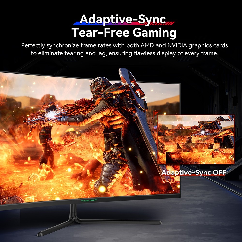 TITAN ARMY C32C1S Gaming Monitor, 31.5-inch 2560x1440 2K 1500R Curved Screen, 240Hz Refresh Rate, HDR400 Brightness, 1ms MPRT, Adaptive Sync, 99% sRGB, Support PIP & PBP Display, Low Blue Light