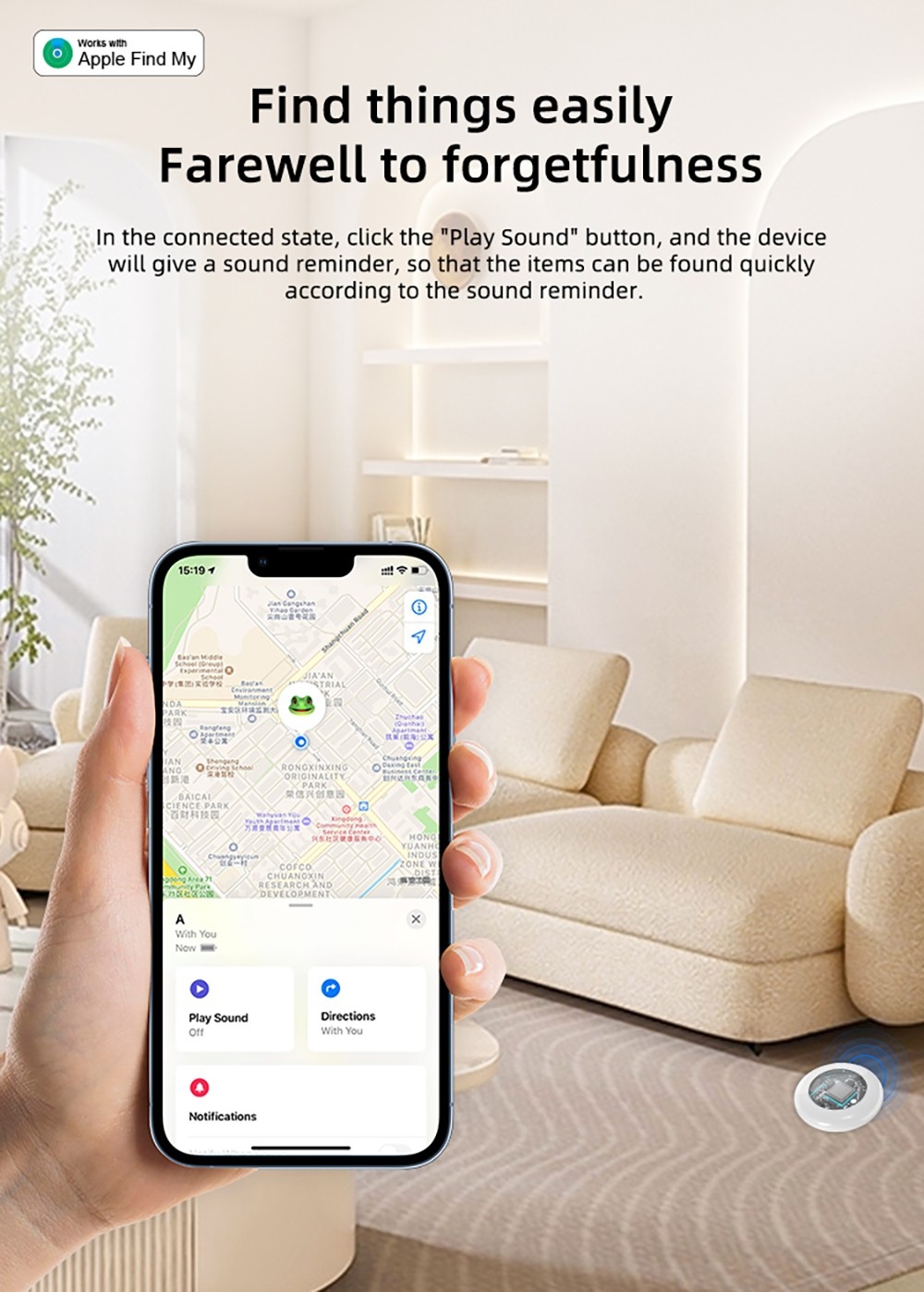 TX02 Anti Lost Tag Smart Tag Key Finder Item Locator Tracker Reminder - White