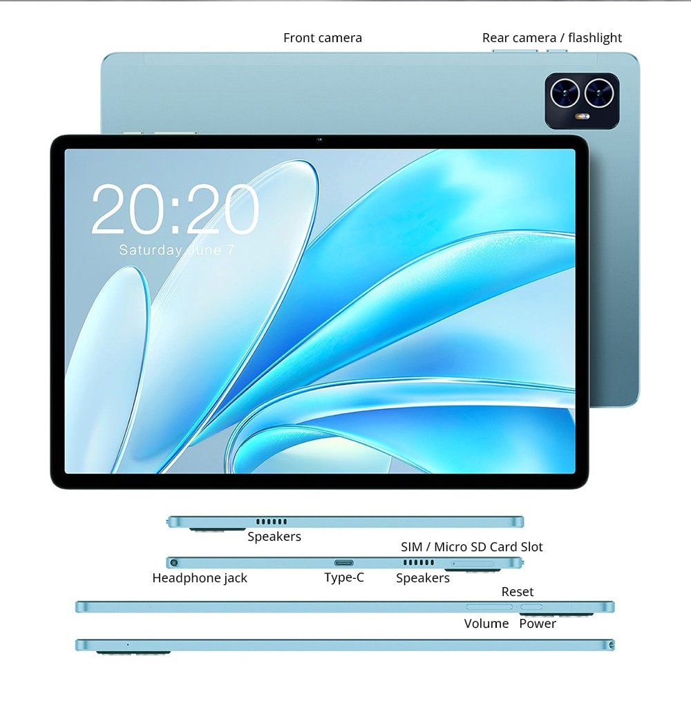 Teclast M50HD 10.1-inch Tablet with Leather Case, 1920x1200 IPS Screen, Unisoc T606 8-Core, 8GB RAM+128GB ROM, Android 13, 5MP+13MP Camera, 6000mAh Battery, GPS/Galileo/GLONASS/BDS, 2.4G/5G Dual band WiFi Bluetooth 5.0, Dual 4G SIM/Micro SD Slot - EU