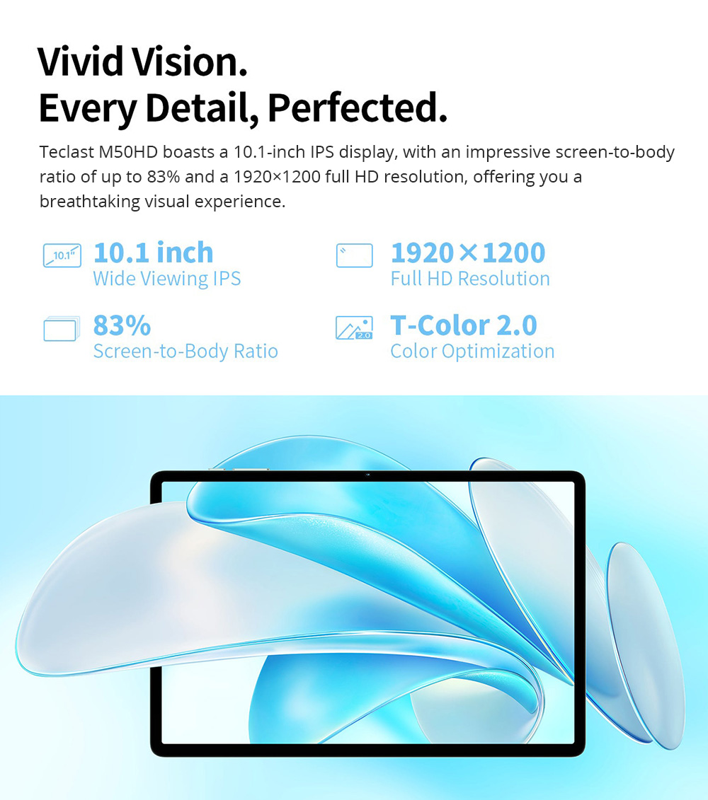 Teclast M50HD 10.1-inch Tablet with Leather Case, 1920x1200 IPS Screen, Unisoc T606 8-Core, 8GB RAM+128GB ROM, Android 13, 5MP+13MP Camera, 6000mAh Battery, GPS/Galileo/GLONASS/BDS, 2.4G/5G Dual band WiFi Bluetooth 5.0, Dual 4G SIM/Micro SD Slot - EU