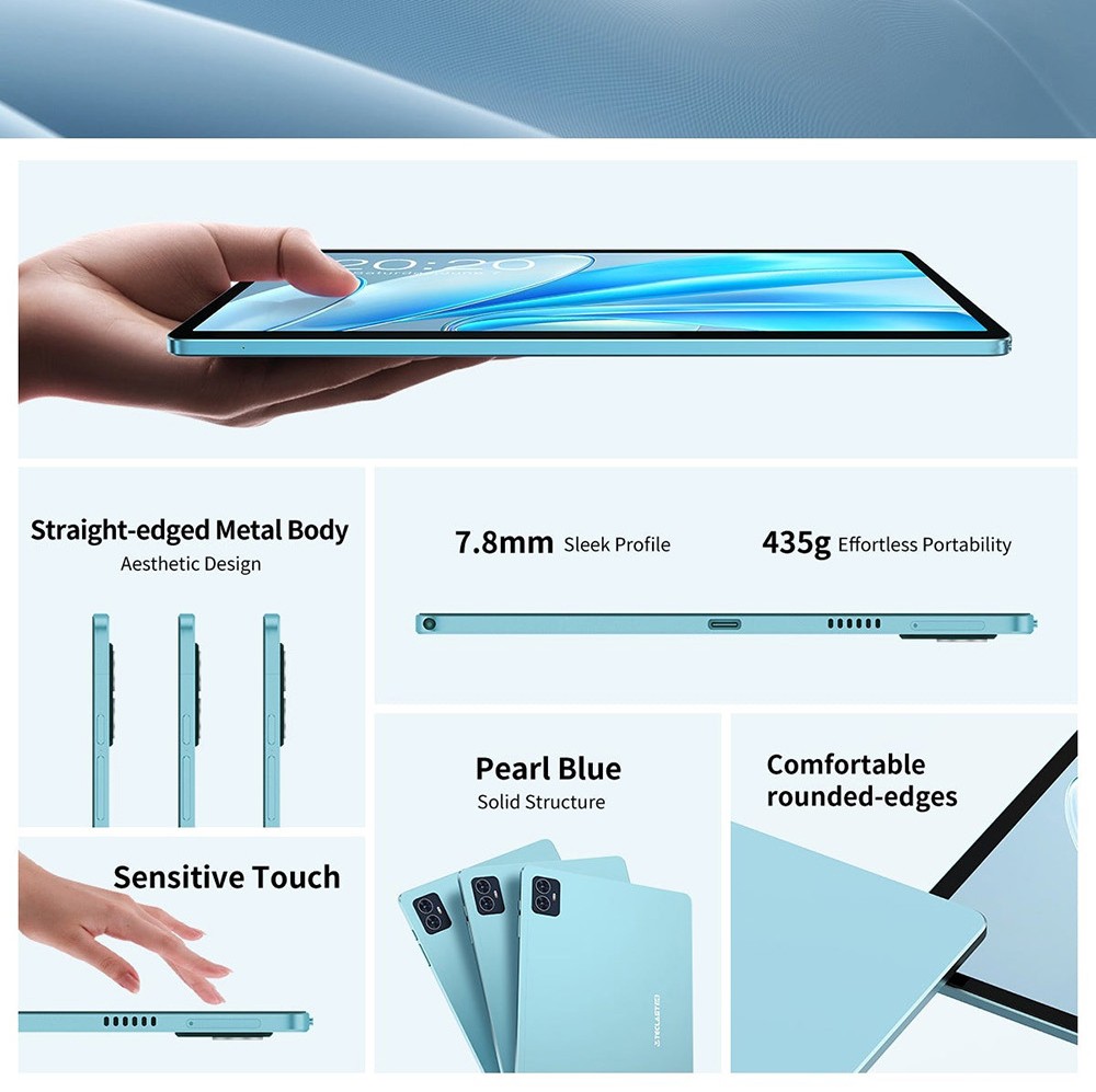 Teclast M50HD 10.1-inch Tablet with Leather Case, 1920x1200 IPS Screen, Unisoc T606 8-Core, 8GB RAM+128GB ROM, Android 13, 5MP+13MP Camera, 6000mAh Battery, GPS/Galileo/GLONASS/BDS, 2.4G/5G Dual band WiFi Bluetooth 5.0, Dual 4G SIM/Micro SD Slot - EU