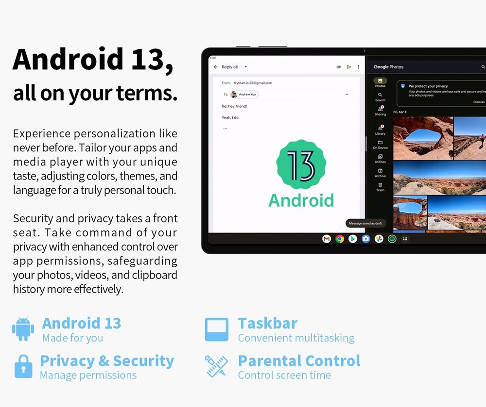 Teclast M50HD 10.1-inch Tablet with Leather Case, 1920x1200 IPS Screen, Unisoc T606 8-Core, 8GB RAM+128GB ROM, Android 13, 5MP+13MP Camera, 6000mAh Battery, GPS/Galileo/GLONASS/BDS, 2.4G/5G Dual band WiFi Bluetooth 5.0, Dual 4G SIM/Micro SD Slot - EU