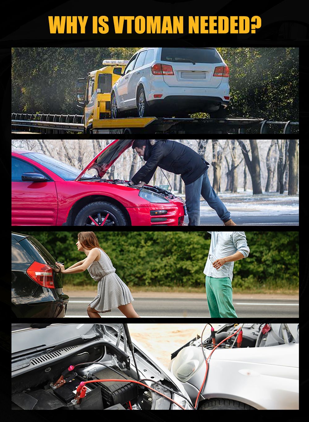 VTOMAN V4000 Jump Starter, 4000A Peak Car Starter, 12V Lithium Jump Box, Auto Battery Booster Pack, 26800mAh Power Bank, 400 Lumen LED Light