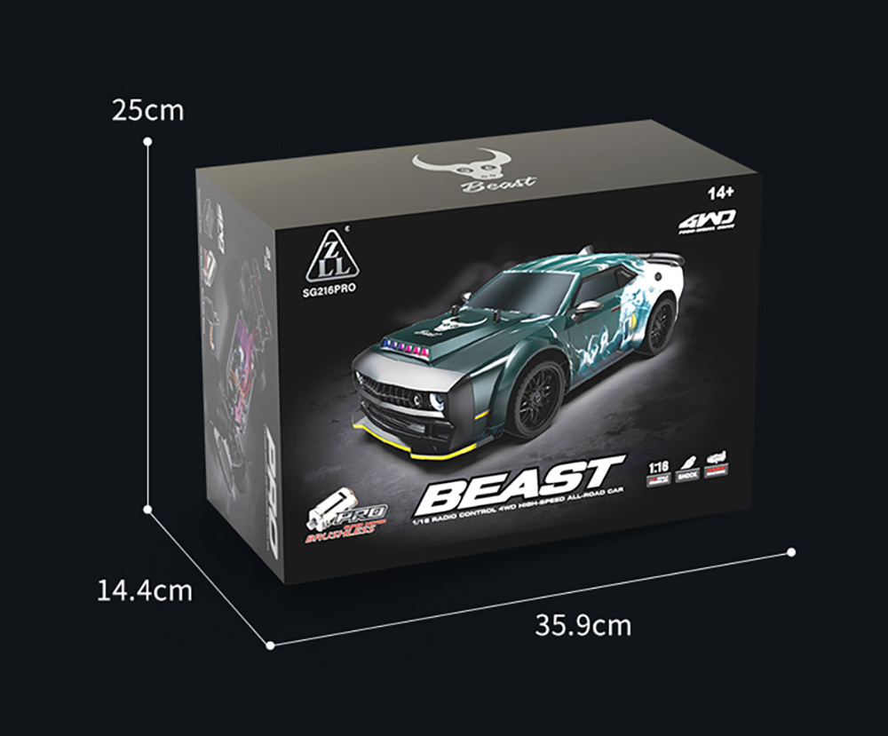 ZLL SG216 Max 4WD RC Car 4500 KV Brushless Motor 70km/h 2.4GHz Full Ratio Throttle/Steering - 3 Batteries