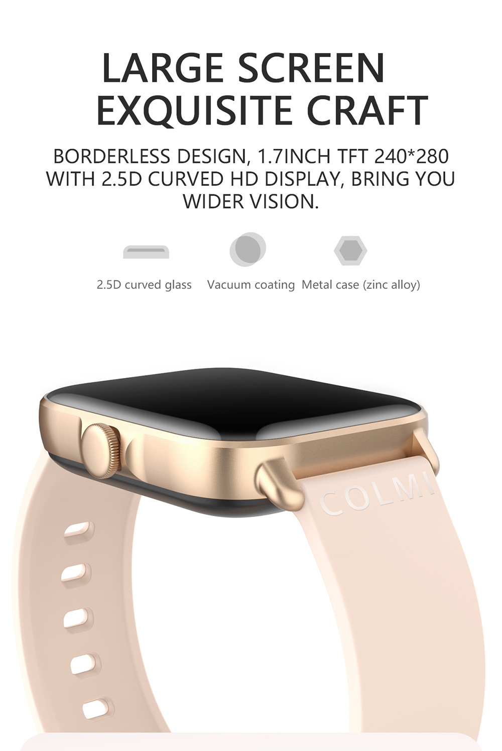 COLMI P28 Plus Smartwatch Upgraded Large Battery Fashion Sports and Health Monitor Watch Black