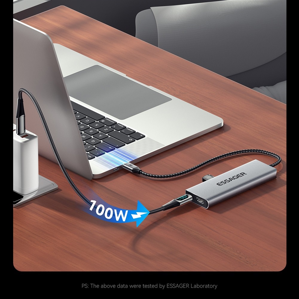 Essager 8-in-1 USB Hub With SSD Storage, USB Type-C to HDMI, Compatible Laptop Dock Station for MacBook Pro, MacBook Air, Support Windows, Linux, iPad OS