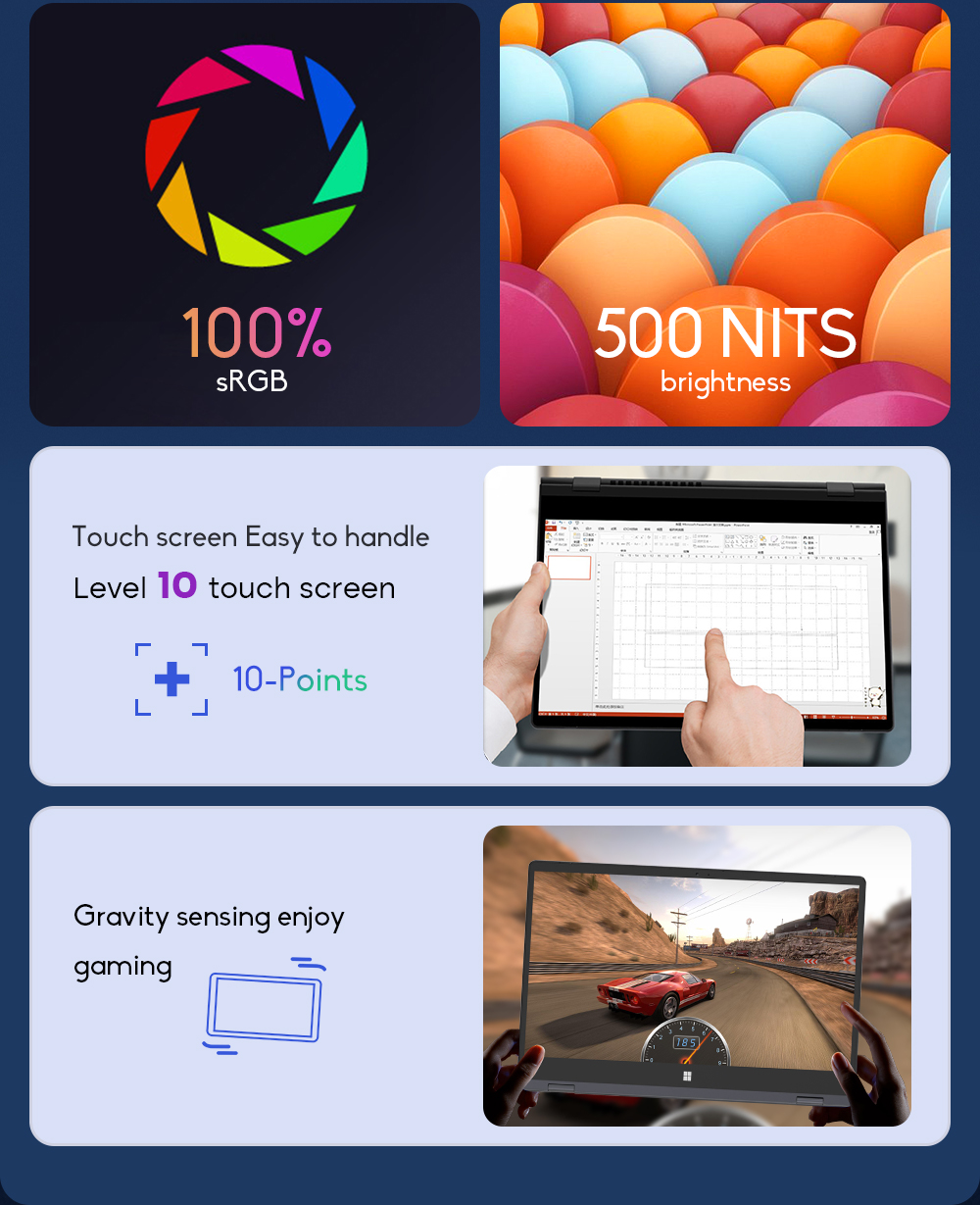 Ninkear N14 14 inch 4K Screen Intel N95 CPU, 12GB LPDDR5 RAM 1TB SSD, Windows 11 Home, 360° Flipping & Folding, Fingerprint Recognition