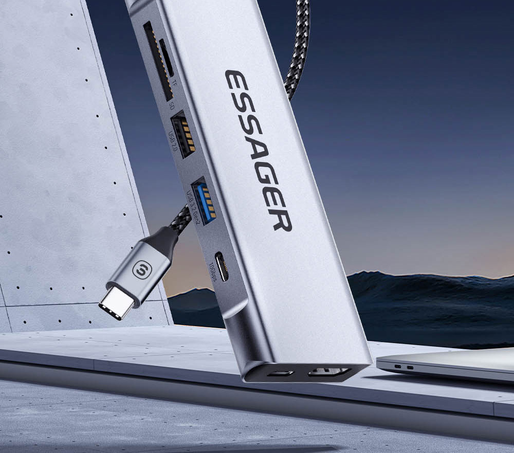 Essager 8-in-1 USB Hub With SSD Storage, USB Type-C to HDMI, Compatible Laptop Dock Station for MacBook Pro, MacBook Air, Support Windows, Linux, iPad OS