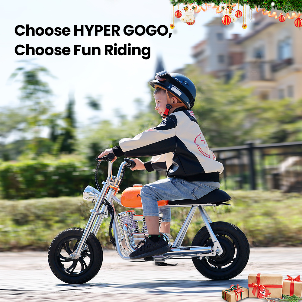 HYPER GOGO Pioneer 12 Plus with App Electric Motorcycle for Kids, 24V 5.2Ah 160W with 12'x3' Tires, 12KM Range - Orange