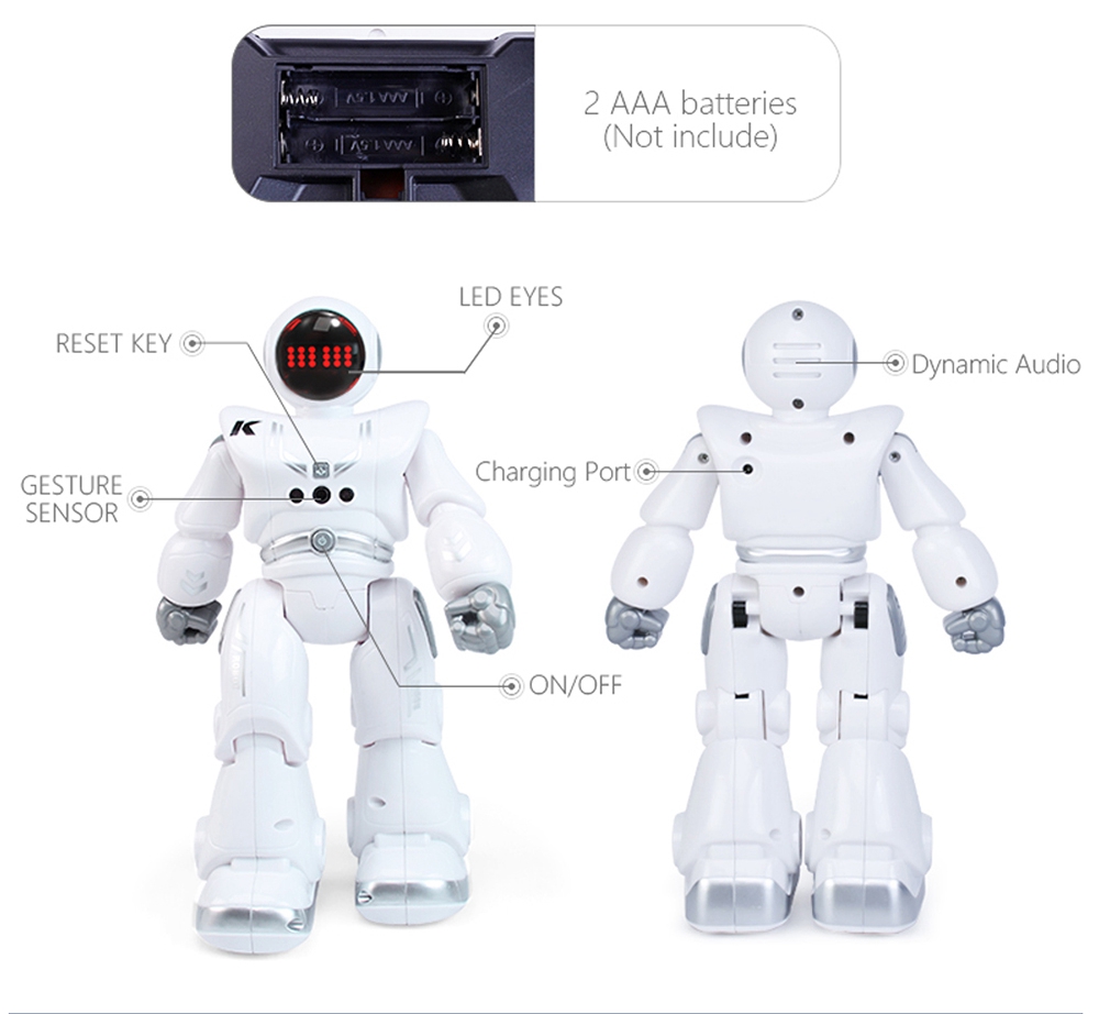 JJRC R18 RC Robot 2.4G Gesture Sensing Programmable Remote Control Music Dance Robot Toy - White