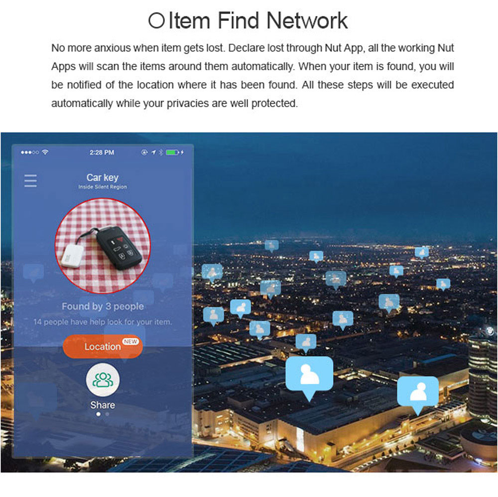 Nut Mini F6 Smart Tag Bluetooth Tracker Key Finder Locator Anti Lost Found Alarm For Security Protection White