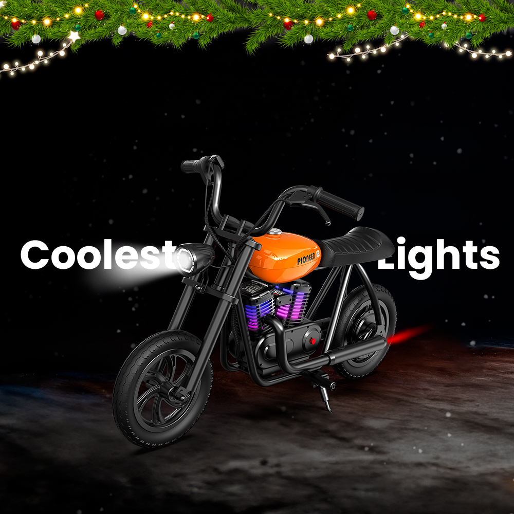 HYPER GOGO Pioneer 12 Plus Elektrisches Chopper-Motorrad für Kinder, 24 V, 5,2 Ah, 160 W, mit 12'x3'-Reifen, 12 km Top-Reichweite, Schwarz