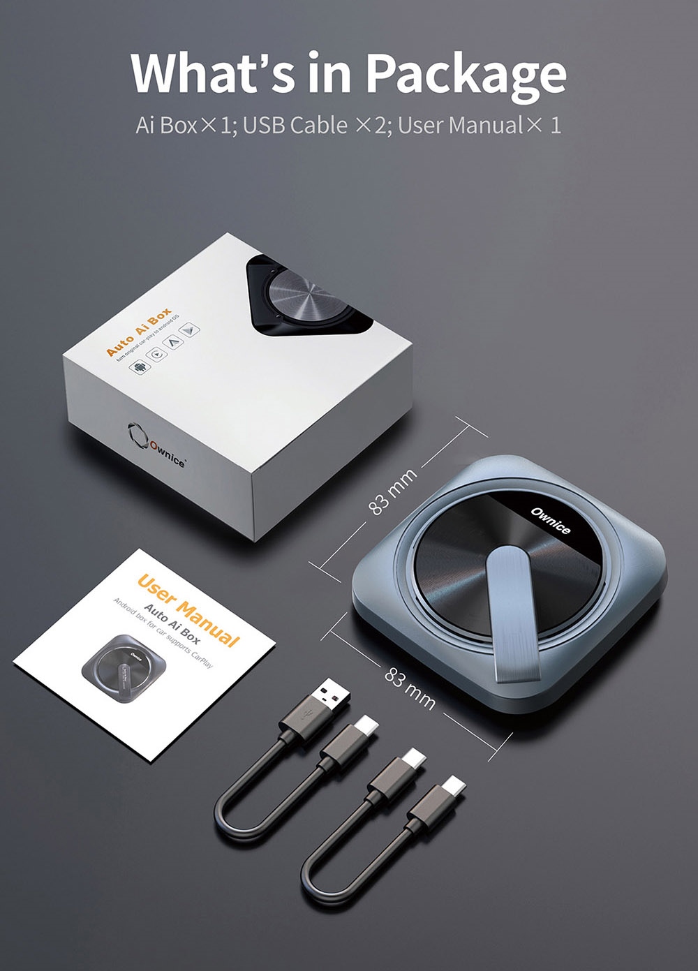 Ownice A0 Wired to Wireless Android Auto Ai Box for Original Car with Wired CarPlay