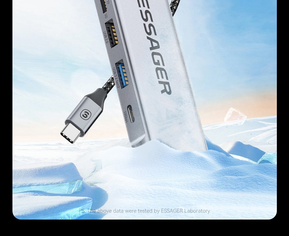 Essager 8-in-1 USB Hub With SSD Storage, USB Type-C to HDMI, Compatible Laptop Dock Station for MacBook Pro, MacBook Air, Support Windows, Linux, iPad OS