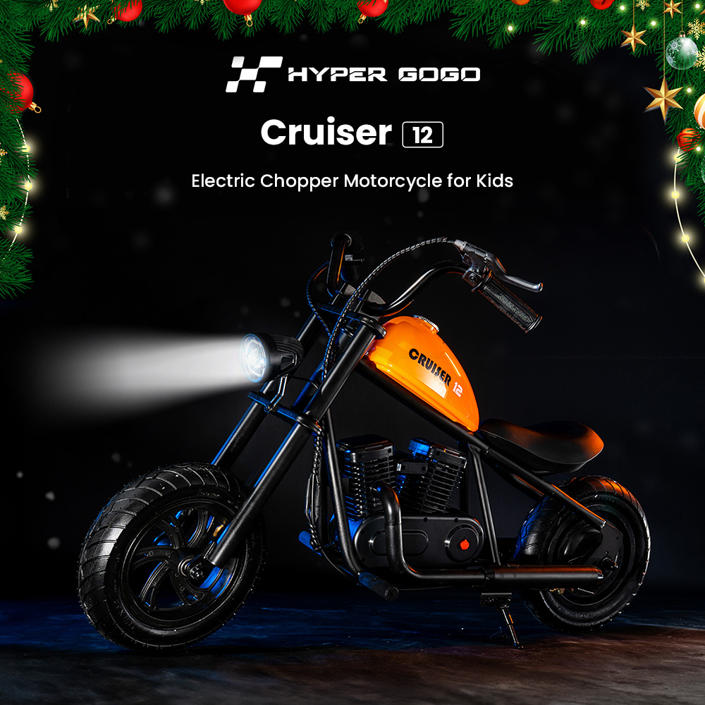 HYPER GOGO Cruiser 12 Electric Motorcycle for Kids 24V 5.2Ah Battery 160W Motor 10MPH Max Speed 12