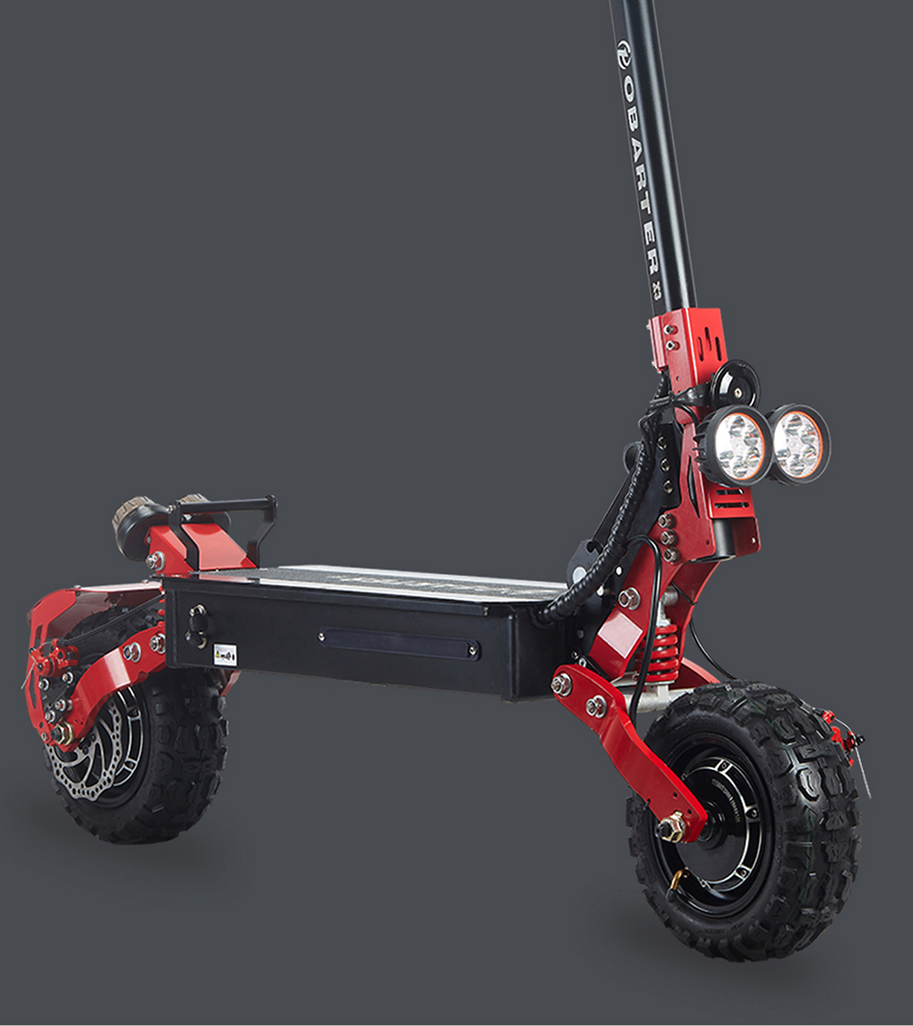 OBARTER X3 Folding Electric Sport Scooter 11" Off-road tyre 1200W x2 Brushless Motor 48V 20Ah Battery BMS 3 Speed Modes Dual Oil Disc Brake Max Speed 65KM/h LED Display 40-50KM Long Range - Black