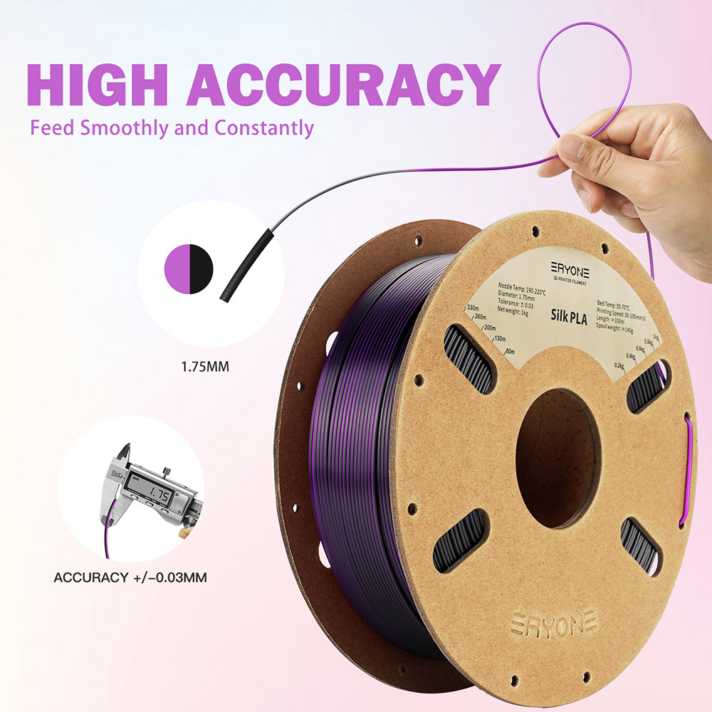 ERYONE Dual Color Silk PLA Filament 1kg - Black & Purple
