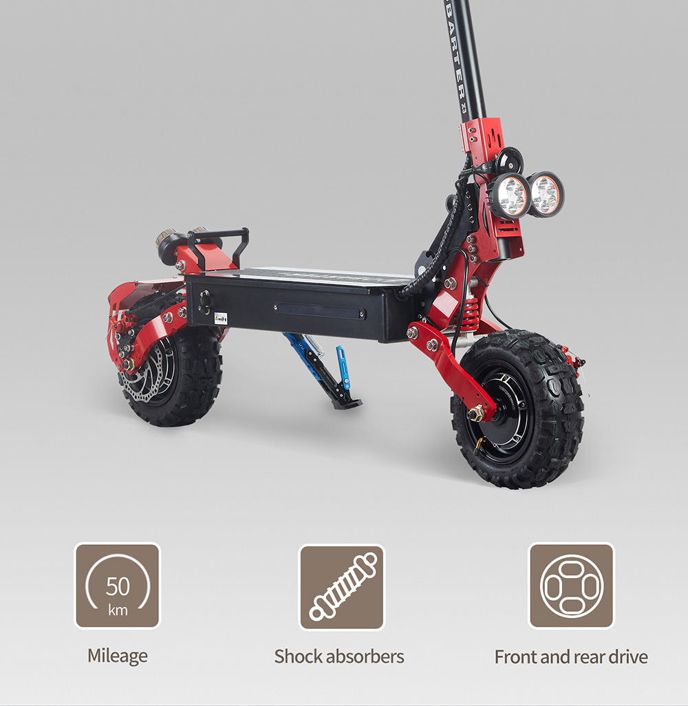 OBARTER X3 Folding Electric Sport Scooter 11" Off-road tyre 1200W x2 Brushless Motor 48V 20Ah Battery BMS 3 Speed Modes Dual Oil Disc Brake Max Speed 65KM/h LED Display 40-50KM Long Range - Black