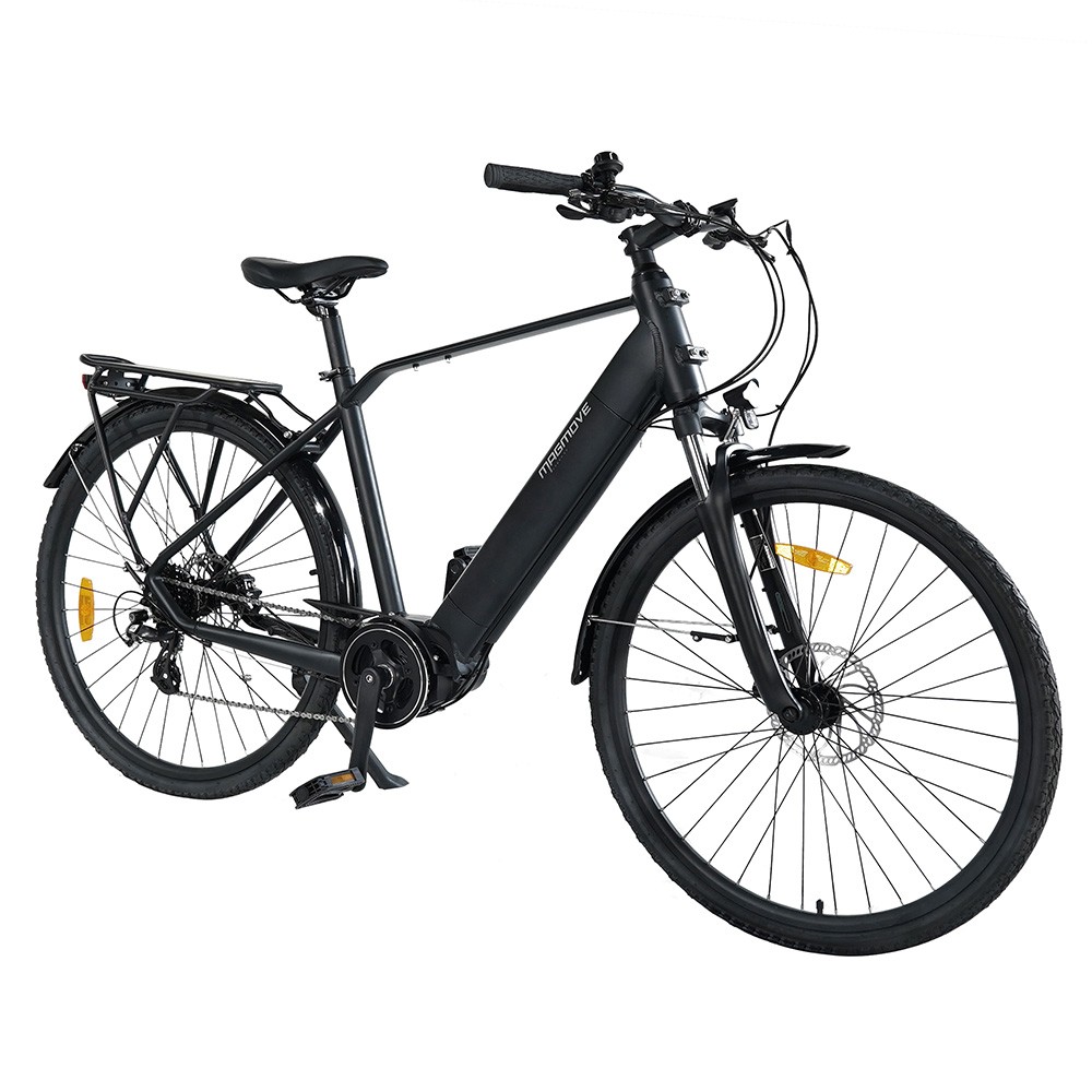 MAGMOVE CEH56M 28 Inch City Electric Bike Bafang Mid-Drive 250W Motor 25Km/h Speed 36V 13Ah LISHEN Detachable Battery 100KM Max Range 150KG Load Double Disc Brakes Shimano 8-Speed Gear Front Shock Absorption - Step Over
