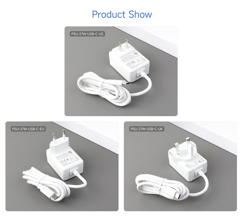 27W USB Type-C Power Supply, PD Power Supply, Suitable for Raspberry Pi 5, UK-Plug