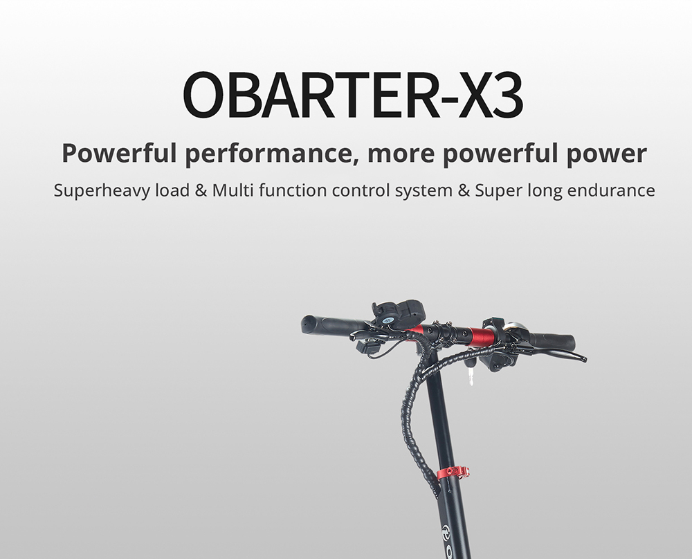 OBARTER X3 Folding Electric Sport Scooter 11" Off-road tyre 1200W x2 Brushless Motor 48V 20Ah Battery BMS 3 Speed Modes Dual Oil Disc Brake Max Speed 65KM/h LED Display 40-50KM Long Range - Black