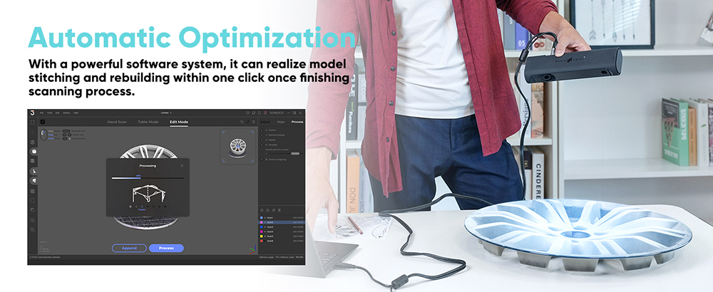 3DMakerpro Magic Swift Plus 3D Scanner Premium Edition, 0.10mm Accuracy, 0.25mm Resolution, 10fps Frame Rate, Visual Tracking, Outdoor Scanning, 400x250mm Single Capture Range