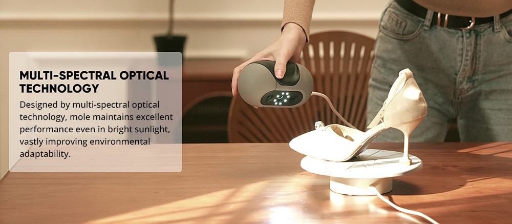 3DMakerpro Mole 3D Scanner Luxury Edition, 0.05mm Accuracy, 0.1mm Resolution, 10fps Frame Rate, Visual Tracking, Facial Scanning, Anti-Shake, 200x100mm Single Capture Range, with Turntable and Color Kit