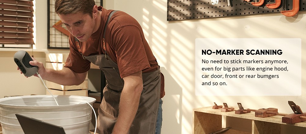 3DMakerpro Mole 3D Scanner Luxury Edition, 0.05mm Accuracy, 0.1mm Resolution, 10fps Frame Rate, Visual Tracking, Facial Scanning, Anti-Shake, 200x100mm Single Capture Range, with Turntable and Color Kit