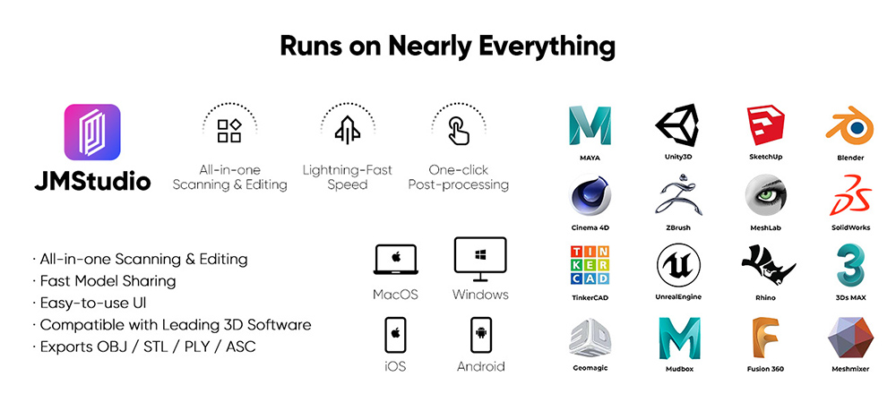 3DMakerpro Seal 3D Scanner, 0.01mm Accuracy, 0.05mm Resolution, 10fps Frame Rate, Visual Tracking, Anti-Shaking, Color Scanning, 100x75mm Single Capture Range, 180-280mm Work Distance