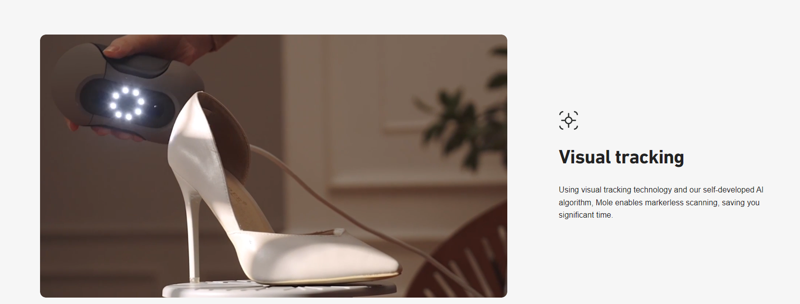 3DMakerpro Mole 3D Scanner Premium Edition, 0.05mm Accuracy, 0.1mm Resolution, 10fps Frame Rate, Visual Tracking, Facial Scanning, Anti-Shake, 200x100mm Single Capture Range, with Turntable